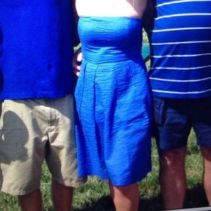 J. Crew Blue Strapless Dress w/ Pockets!